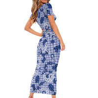 Mokihana Maile Ilima Leis Paniolo Palaka Short Sleeve Bodycon Dress Hawaiian Polu Spirit LT9 - Polynesian Pride