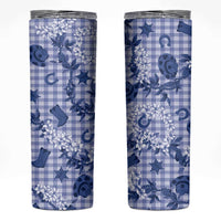 Mokihana Maile Ilima Leis Paniolo Palaka Skinny Tumbler Hawaiian Polu Spirit LT9 Blue - Polynesian Pride