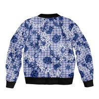 Mokihana Maile Ilima Leis Paniolo Palaka Sleeve Zip Bomber Jacket Hawaiian Polu Spirit - Polynesian Pride