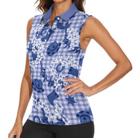 Mokihana Maile Ilima Leis Paniolo Palaka Women Sleeveless Polo Shirt Hawaiian Polu Spirit LT9 - Polynesian Pride