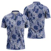 Mokihana Maile Ilima Leis Paniolo Palaka Zipper Polo Shirt Hawaiian Polu Spirit - Polynesian Pride