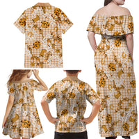 Mokihana Maile Ilima Leis Paniolo Palaka Family Matching Off Shoulder Maxi Dress and Hawaiian Shirt Hawaiian Kula Spirit LT9 - Polynesian Pride