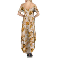 Mokihana Maile Ilima Leis Paniolo Palaka Family Matching Summer Maxi Dress and Hawaiian Shirt Hawaiian Kula Spirit LT9 - Polynesian Pride