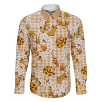 Mokihana Maile Ilima Leis Paniolo Palaka Family Matching Tank Maxi Dress and Hawaiian Shirt Hawaiian Kula Spirit LT9 Dad's Shirt - Long Sleeve Gold - Polynesian Pride