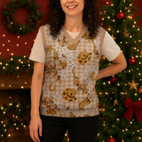 Mokihana Maile Ilima Leis Paniolo Palaka Christmas Knitted V-Neck Vest Hawaiian Kula Spirit - Polynesian Pride