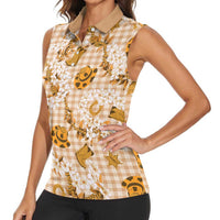 Mokihana Maile Ilima Leis Paniolo Palaka Women Sleeveless Polo Shirt Hawaiian Kula Spirit LT9 - Polynesian Pride