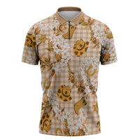 Mokihana Maile Ilima Leis Paniolo Palaka Zipper Polo Shirt Hawaiian Kula Spirit - Polynesian Pride