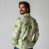 Mokihana Maile Ilima Leis Paniolo Palaka Long Sleeve Polo Shirt Hawaiian Omaomo Ala Spirit - Polynesian Pride