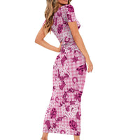 Mokihana Maile Ilima Leis Paniolo Palaka Family Matching Short Sleeve Bodycon Dress and Hawaiian Shirt Hawaiian Omaomo Ulaula Spirit LT9 - Polynesian Pride