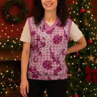 Mokihana Maile Ilima Leis Paniolo Palaka Christmas Knitted V-Neck Vest Hawaiian Omaomo Ulaula Spirit LT9 - Polynesian Pride