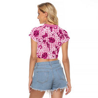 Mokihana Maile Ilima Leis Paniolo Palaka Raglan Cropped T Shirt Hawaiian Omaomo Ulaula Spirit - Polynesian Pride