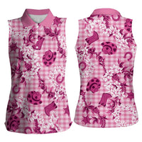 Mokihana Maile Ilima Leis Paniolo Palaka Women Sleeveless Polo Shirt Hawaiian Omaomo Ulaula Spirit LT9 - Polynesian Pride