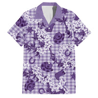 Mokihana Maile Ilima Leis Paniolo Palaka Family Matching Off Shoulder Maxi Dress and Hawaiian Shirt Hawaiian Poni Spirit LT9 Dad's Shirt - Short Sleeve Purple - Polynesian Pride