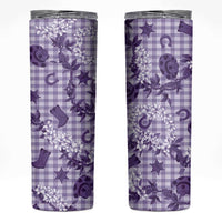 Mokihana Maile Ilima Leis Paniolo Palaka Skinny Tumbler Hawaiian Poni Spirit LT9 Purple - Polynesian Pride