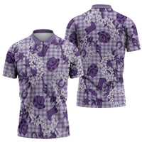 Mokihana Maile Ilima Leis Paniolo Palaka Zipper Polo Shirt Hawaiian Poni Spirit - Polynesian Pride
