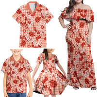 Mokihana Maile Ilima Leis Paniolo Palaka Family Matching Off Shoulder Maxi Dress and Hawaiian Shirt Hawaiian Ulaula Spirit LT9 - Polynesian Pride