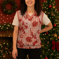 Mokihana Maile Ilima Leis Paniolo Palaka Christmas Knitted V-Neck Vest Hawaiian Ulaula Spirit - Polynesian Pride