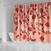 Mokihana Maile Ilima Leis Paniolo Palaka Shower Curtain Hawaiian Ulaula Spirit - Polynesian Pride