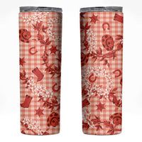 Mokihana Maile Ilima Leis Paniolo Palaka Skinny Tumbler Hawaiian Ulaula Spirit LT9 Red - Polynesian Pride