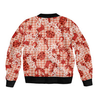 Mokihana Maile Ilima Leis Paniolo Palaka Sleeve Zip Bomber Jacket Hawaiian Ulaula Spirit - Polynesian Pride