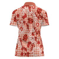 Mokihana Maile Ilima Leis Paniolo Palaka Women Polo Shirt Hawaiian Ulaula Spirit LT9 - Polynesian Pride