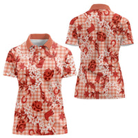 Mokihana Maile Ilima Leis Paniolo Palaka Women Polo Shirt Hawaiian Ulaula Spirit LT9 - Polynesian Pride