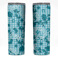 Mokihana Maile Ilima Leis Paniolo Palaka Skinny Tumbler Hawaiian Polu Opa Spirit LT9 Turquoise - Polynesian Pride