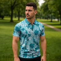 Mokihana Maile Ilima Leis Paniolo Palaka Zipper Polo Shirt Hawaiian Polu Opa Spirit LT9 - Polynesian Pride