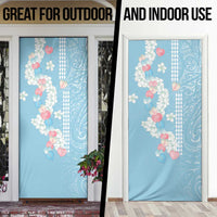 Blue Hawaii Anthurium Plumeria Lei Door Cover