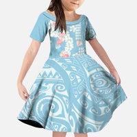 Blue Hawaii Anthurium Plumeria Lei Family Matching Tank Maxi Dress and Hawaiian Shirt