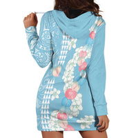 Blue Hawaii Anthurium Plumeria Lei Hoodie Dress