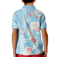 Blue Hawaii Anthurium Plumeria Lei Kid Polo Shirt