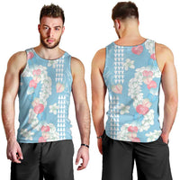 Blue Hawaii Anthurium Plumeria Lei Men Tank Top