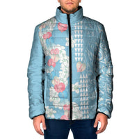 Blue Hawaii Anthurium Plumeria Lei Padded Jacket