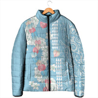 Blue Hawaii Anthurium Plumeria Lei Padded Jacket