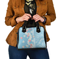 Blue Hawaii Anthurium Plumeria Lei Shoulder Handbag