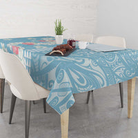 Blue Hawaii Anthurium Plumeria Lei Tablecloth