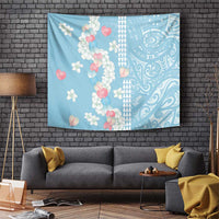 Blue Hawaii Anthurium Plumeria Lei Tapestry