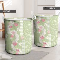 Leaf Green Hawaii Anthurium Plumeria Lei Laundry Basket