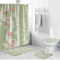 Leaf Green Hawaii Anthurium Plumeria Lei Bathroom Set