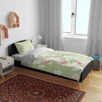 Leaf Green Hawaii Anthurium Plumeria Lei Bedding Set