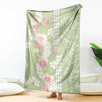 Leaf Green Hawaii Anthurium Plumeria Lei Blanket