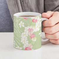 Leaf Green Hawaii Anthurium Plumeria Lei Ceramic Mug