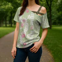 Leaf Green Hawaii Anthurium Plumeria Lei Cross Shoulder Shirt