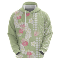 Leaf Green Hawaii Anthurium Plumeria Lei Hoodie