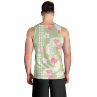 Leaf Green Hawaii Anthurium Plumeria Lei Men Tank Top