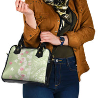 Leaf Green Hawaii Anthurium Plumeria Lei Shoulder Handbag