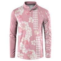 Soft Pink Hawaii Anthurium Plumeria Lei Button Sweatshirt