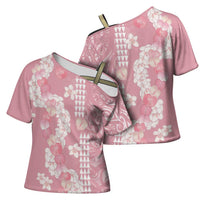 Soft Pink Hawaii Anthurium Plumeria Lei Cross Shoulder Shirt
