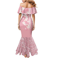 Soft Pink Hawaii Anthurium Plumeria Lei Family Matching Mermaid Dress and Hawaiian Shirt LT9 - Polynesian Pride